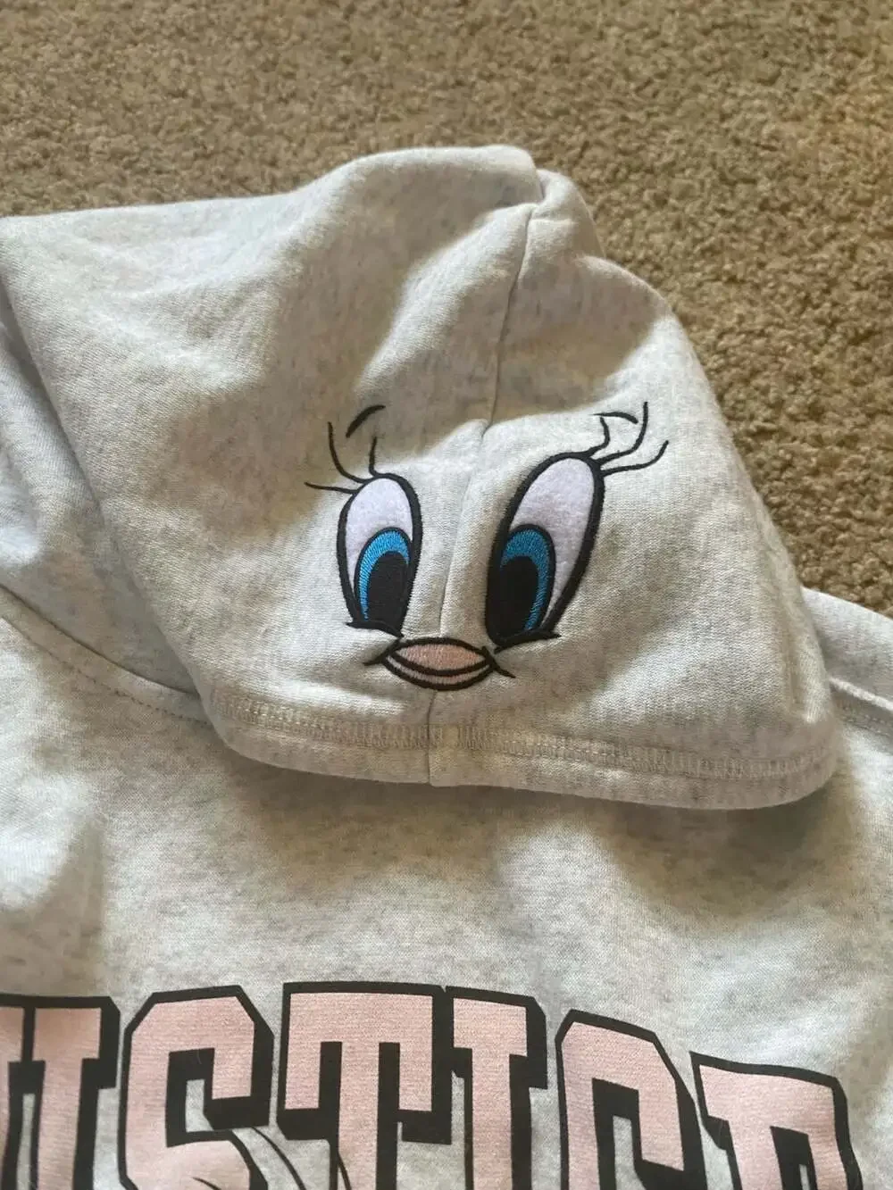 Justice Looney Tunes Tweety Hoodie Size S(7/8) Gray